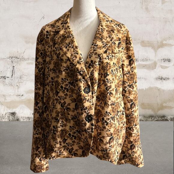 Free People NWT Cali Floral Print Boxy Single Breasted Blazer Size Medium - Picture 3 of 7